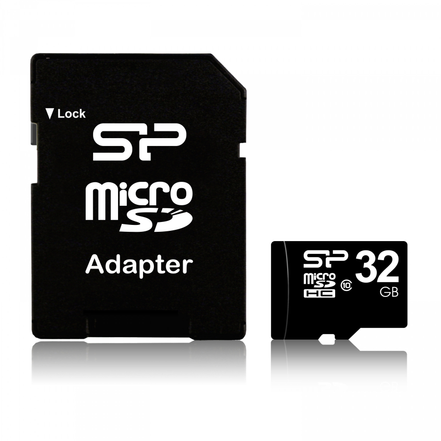 SiliconPower 32GB MicroSDHC + Adapter (SP032GBSTH010V10SP)