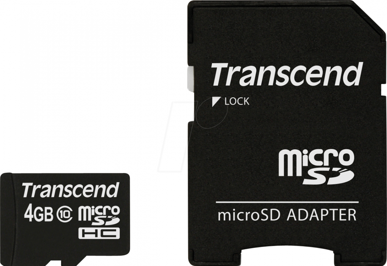 Transcend 4GB MicroSDHC + Adapter (TS4GUSDHC10)