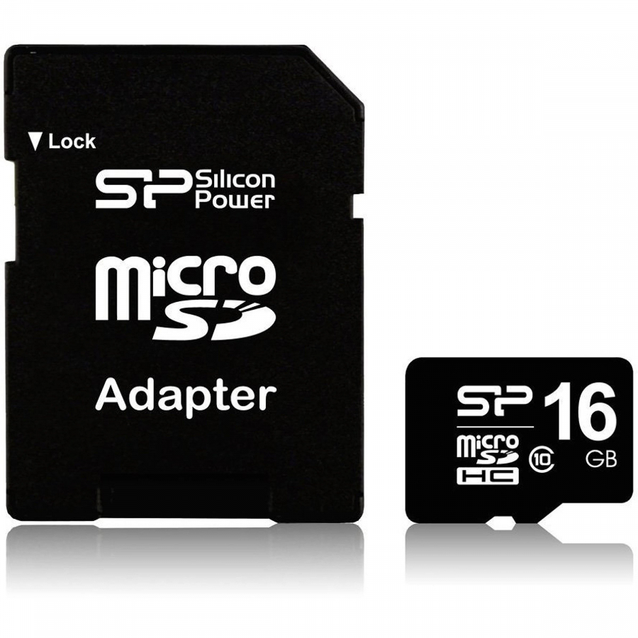 SiliconPower 16GB MicroSDHC + Adapter (SP016GBSTH010V10SP)