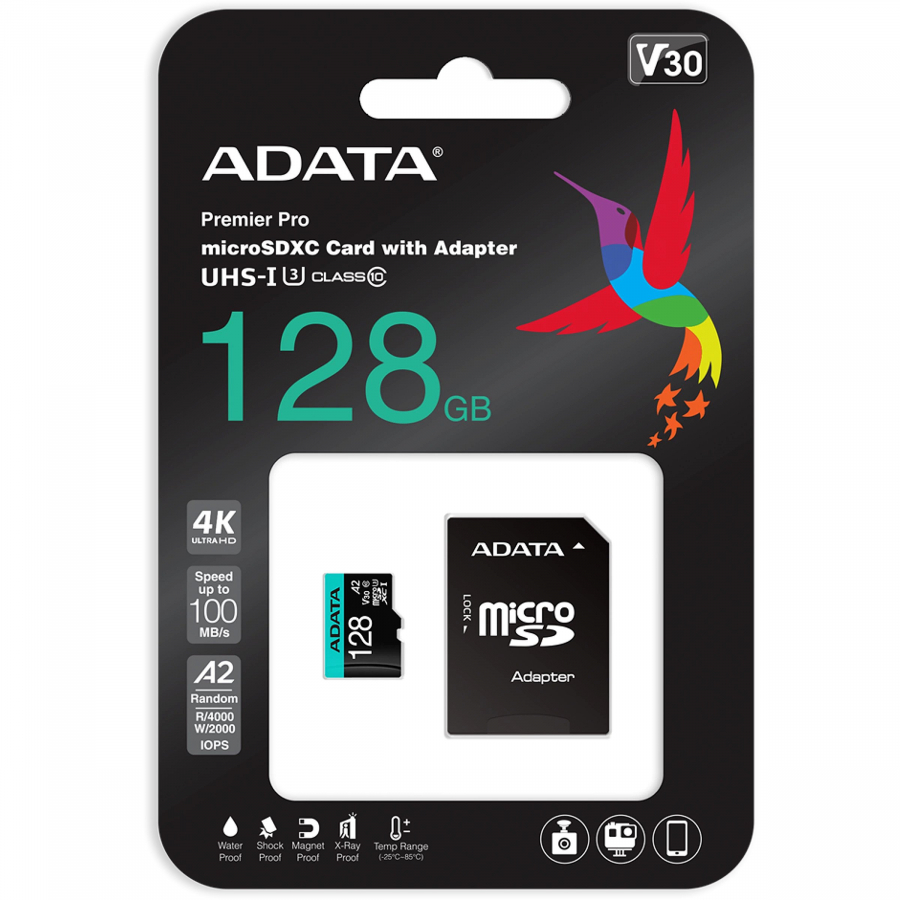 ADATA Premier Pro 128GB MicroSDXC + Adapter (AUSDX128GUI3V30SA2-RA1)