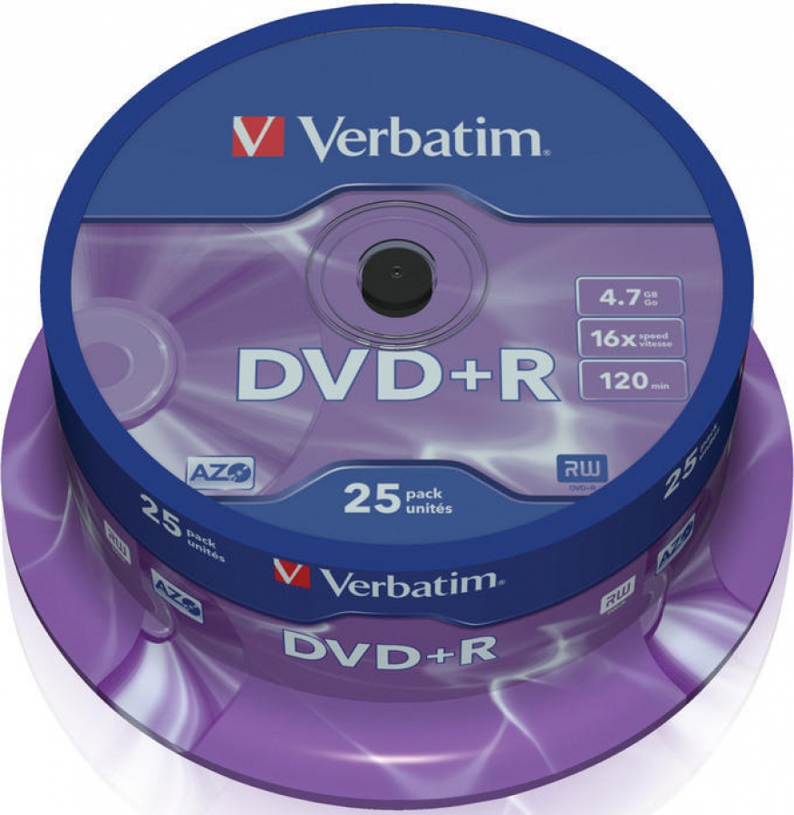 Matricas DVD+R AZO Verbatim 4.7GB 16x 25 Pack, Spindle (43500V)