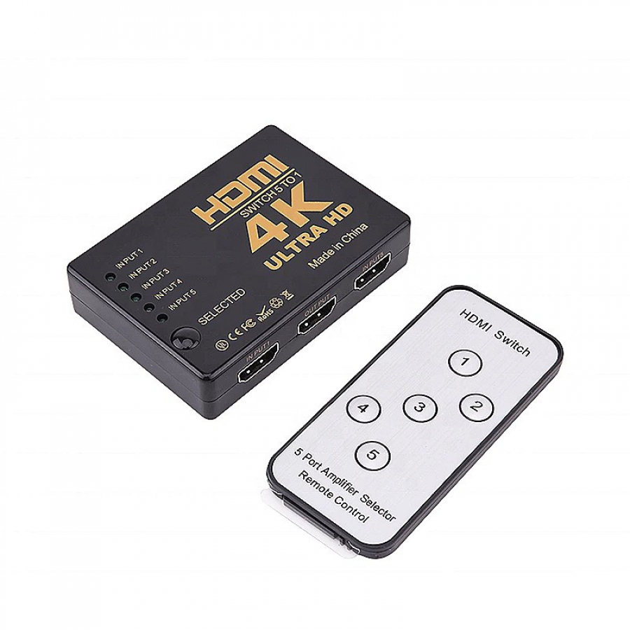 RoGer HDMI Splitter 5x input Black (RG-HDMI-SW5IN1-BK)