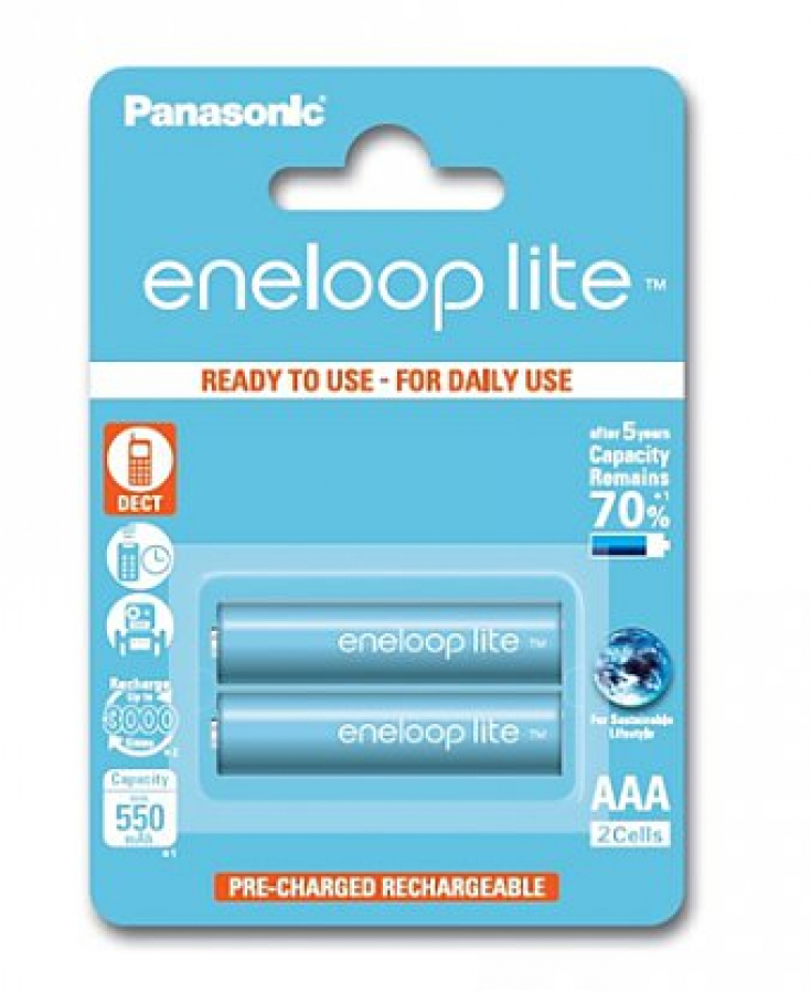 Panasonic Rechargeable Batteries 2x AAA (BK-4LCCE/2BE)