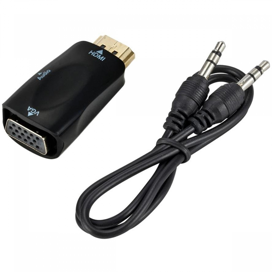 RoGer Adapter HDMI to VGA +Audio Black (RG-HDMI-VGA-ADAU-BK)