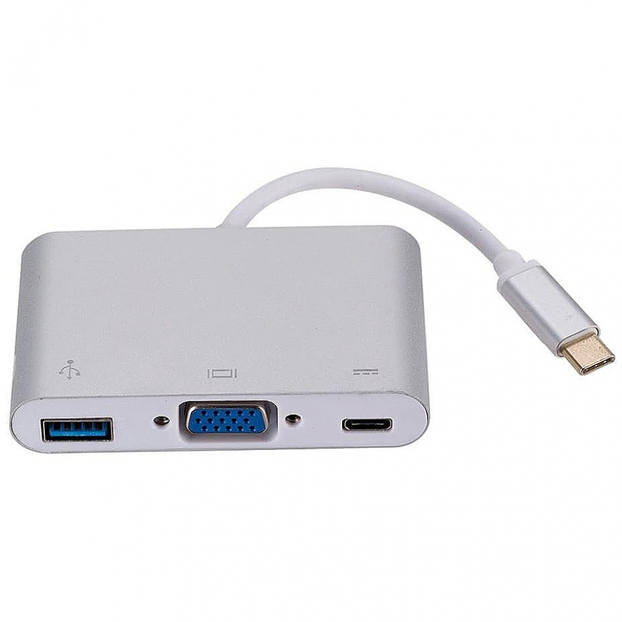 RoGer Type-C to VGA / USB / USB-C Silver (AD15645)
