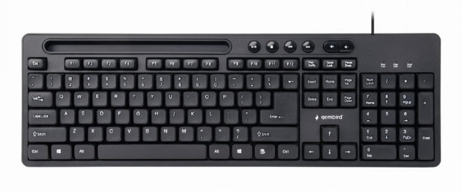 Gembird Multimedia Keyboard with Phone Stand Black (KB-UM-108)