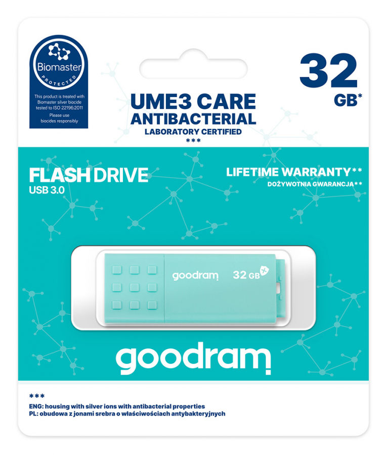 Goodram UME3 Care USB 3.0 32GB Turquoise (UME3-0320CRR11)