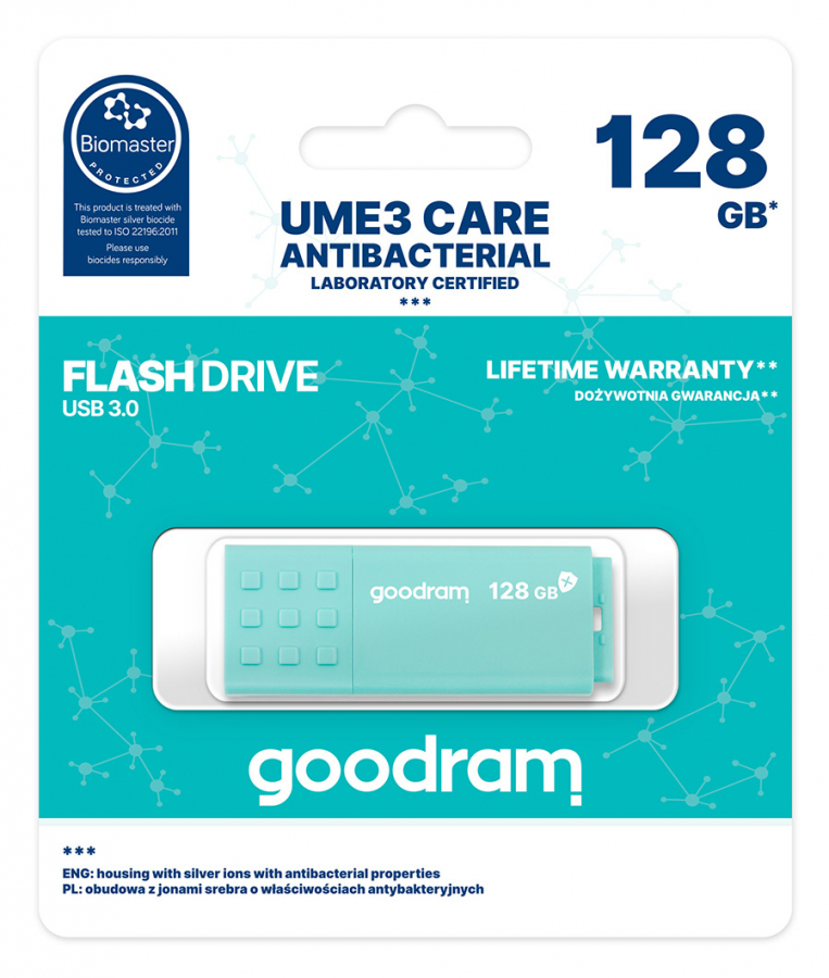 Goodram UME3 Care USB 3.0 128GB Turquoise (UME3-1280CRR11)