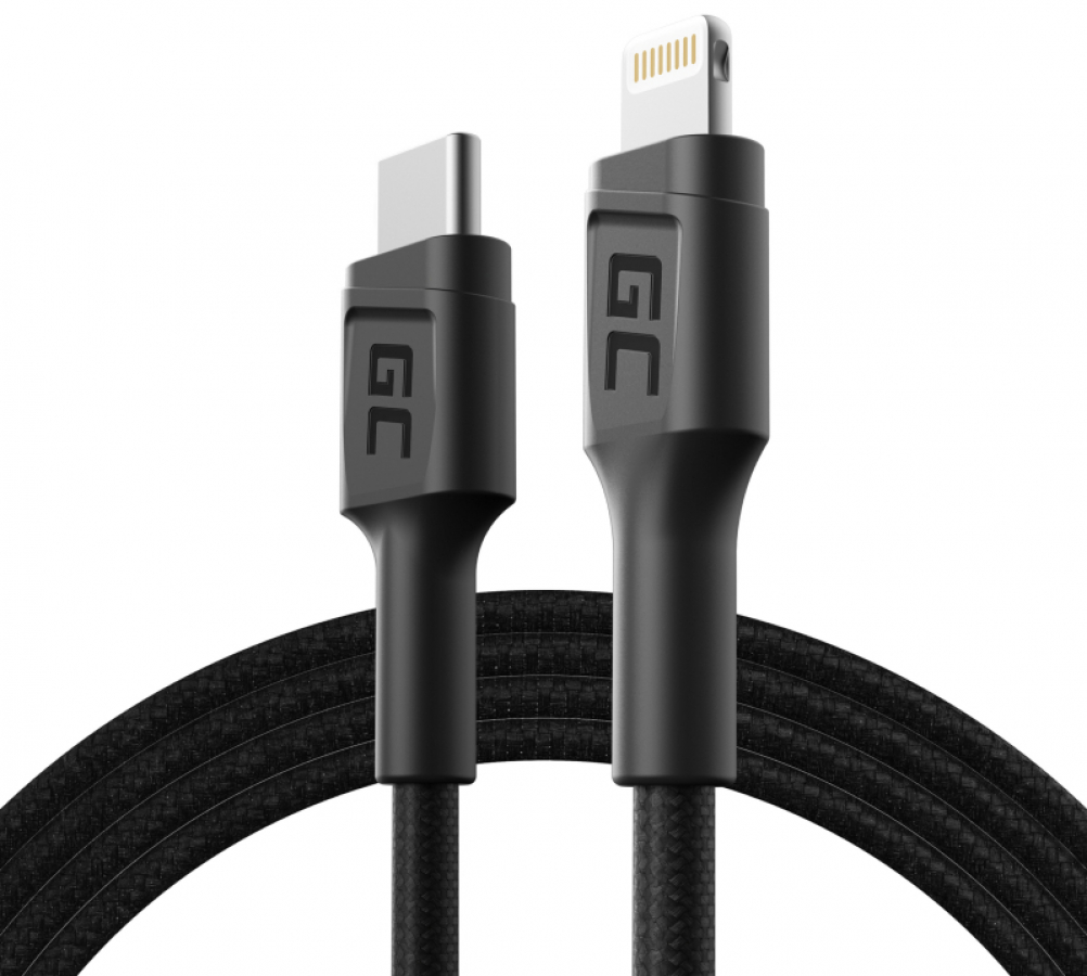 Green Cell GC Power Stream USB Type-C Male - Lightning Male 1m MFi Black (KABGC07)