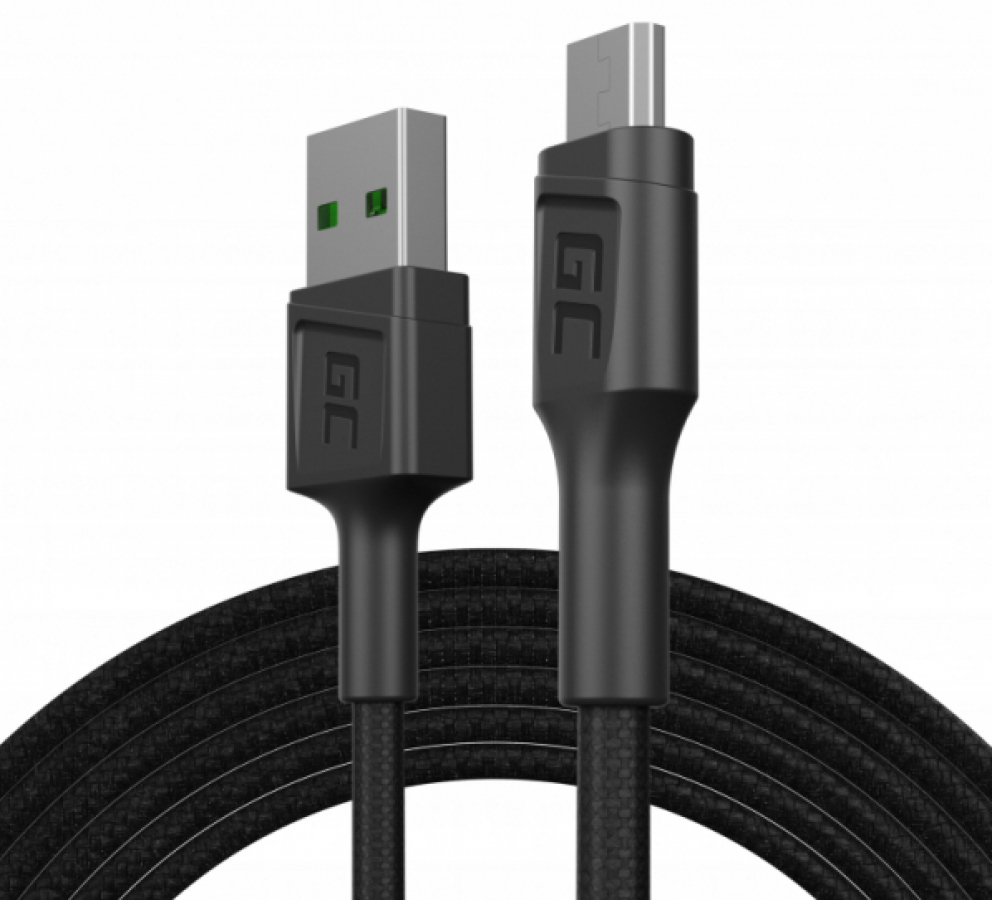 Green Cell GC PowerStream USB Male - Micro USB Male Fast Charging 1.2m Black (KABGC20)
