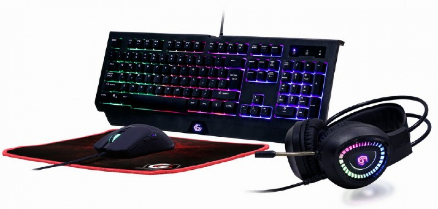 Gembird 4-in-1 Backlight Gaming Kit Phantom Black (GGS-UMGL4-01)