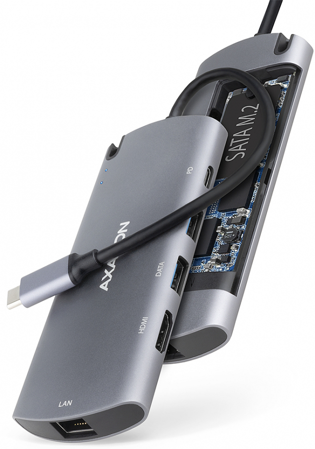 Axagon USB-C Combo 6in1 hub HMC-6M2 (HMC-6M2)