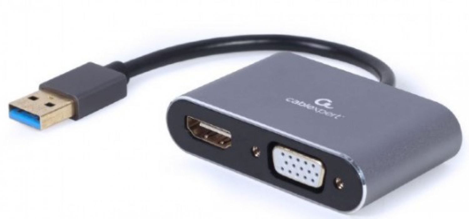 Gembird USB to HDMI + VGA Display Adapter Space Grey (A-USB3-HDMIVGA-01)