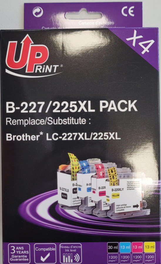 UPrint Brother 225XL BK (30ml)+C+M+Y (13ml) (B-227/225XL-4PACK-UP)