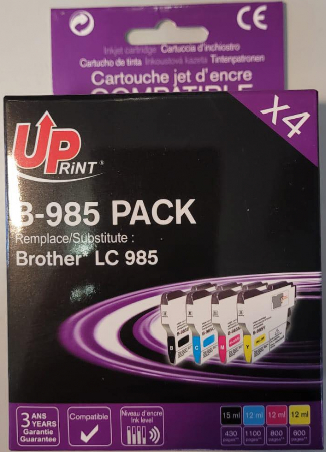 UPrint Brother LC985 4 Pack BK / C/ M/ Y (B-985-4PACK-UP)