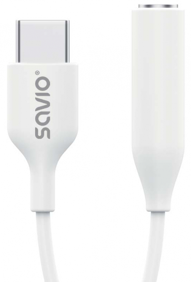 Savio USB-C Male - 3.5 mm Female White (AK-52)