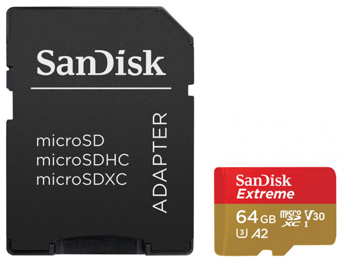 SanDisk Extreme 64GB microSDXC + Adapter (SDSQXAH-064G-GN6AA)