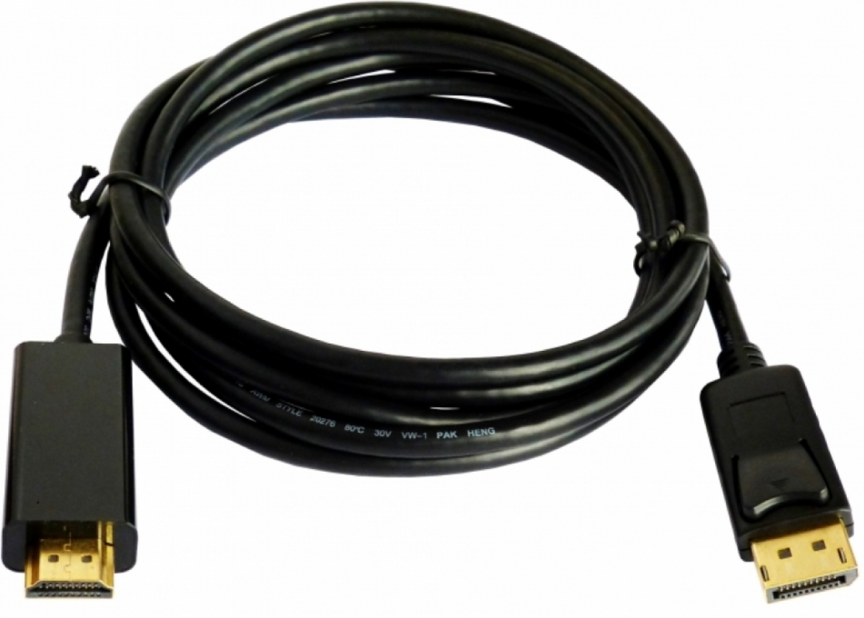 Kabelis Brackton DisplayPort Male - HDMI Male 2m Black (DP4-HD6-0200.B)