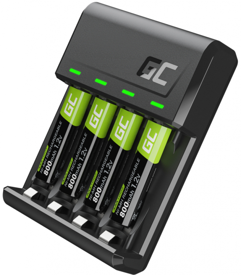 Bateriju lādētājs Green Cell VitalCharger and 4x AAA Ni-MH 800mAh Batteries (GRSETGC02)