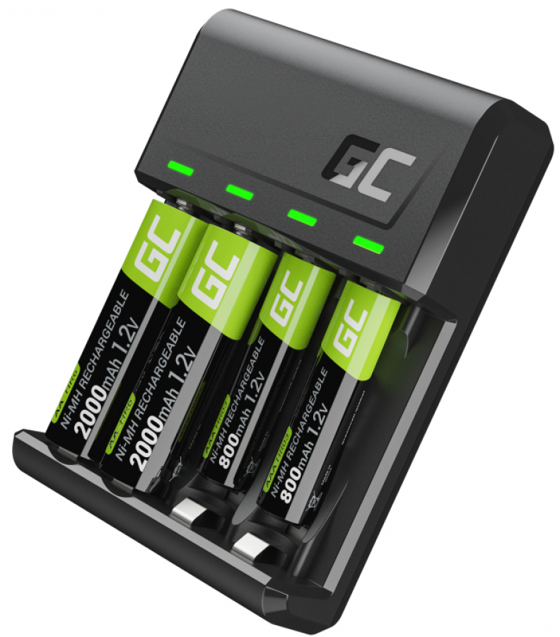 Bateriju lādētājs Green Cell VitalCharger and NiMH Batteries 2x AA 2000mAh 2x AAA 800mAh (GRSETGC03)