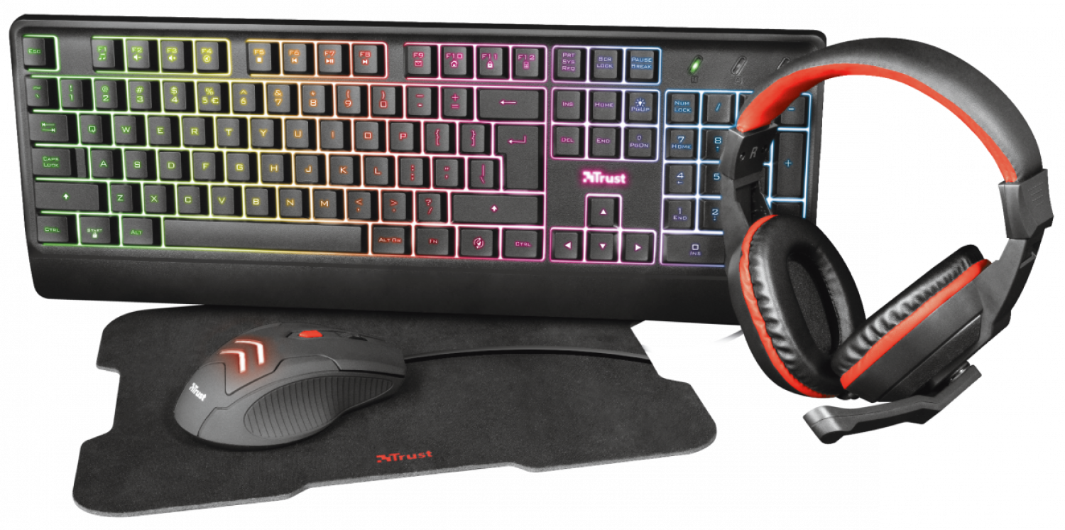 Perifērijas komplekts Trust Ziva 4-in-1 Gaming Bundle Black (24233)