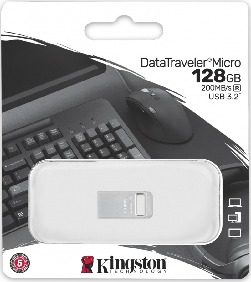 Zibatmiņa Kingston DataTraveler Micro 128GB Ultra-small (DTMC3G2/128GB)