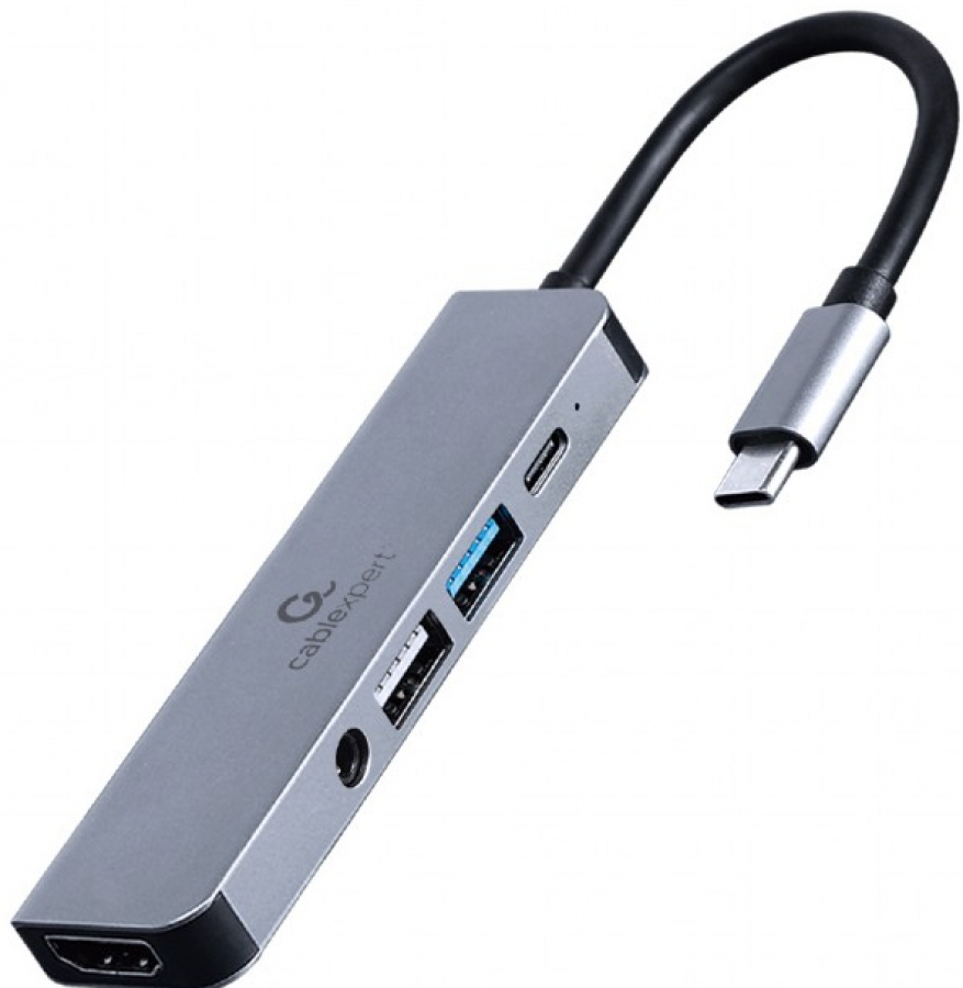 Docking station Gembird USB Type-C 5-in-1 Gray (A-CM-COMBO5-02)