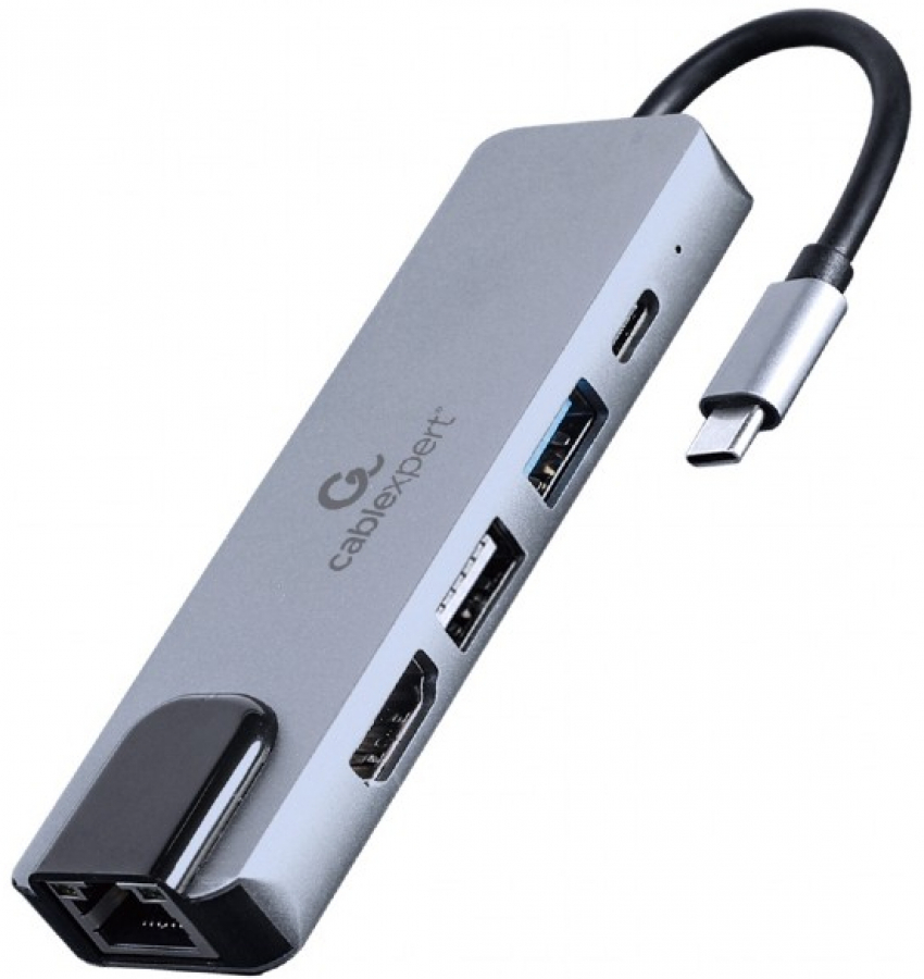 Docking station Gembird USB Type-C 5-in-1 Gray (A-CM-COMBO5-04)