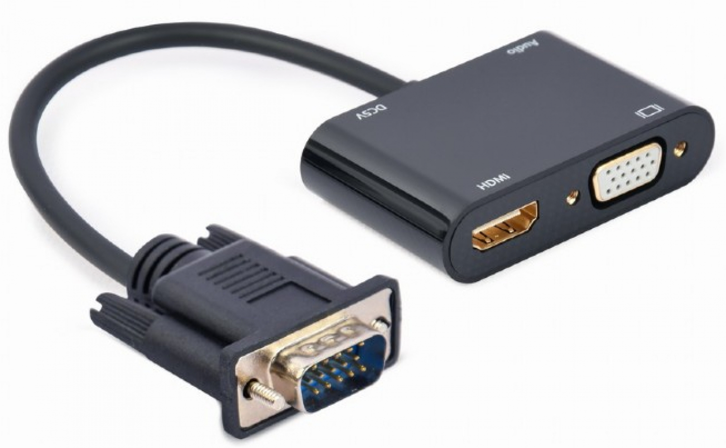 Adapter Gembird VGA Male - HDMI Female 0.15m Black (A-VGA-HDMI-02)