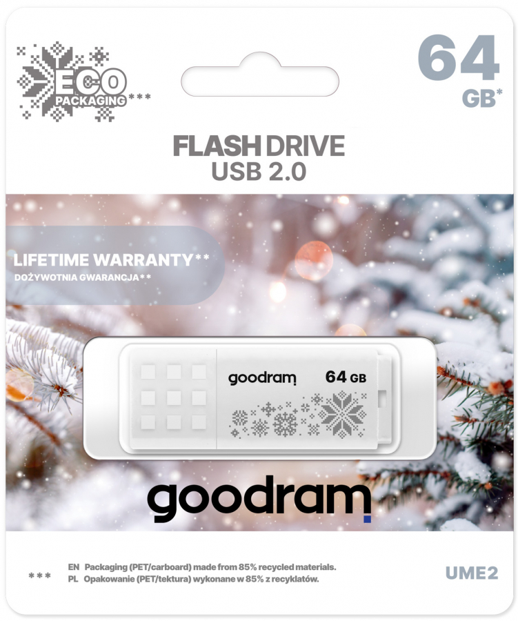 Zibatmiņa GoodRam USB UME2 64GB WINTER White (UME2-0640W0R11-WI)