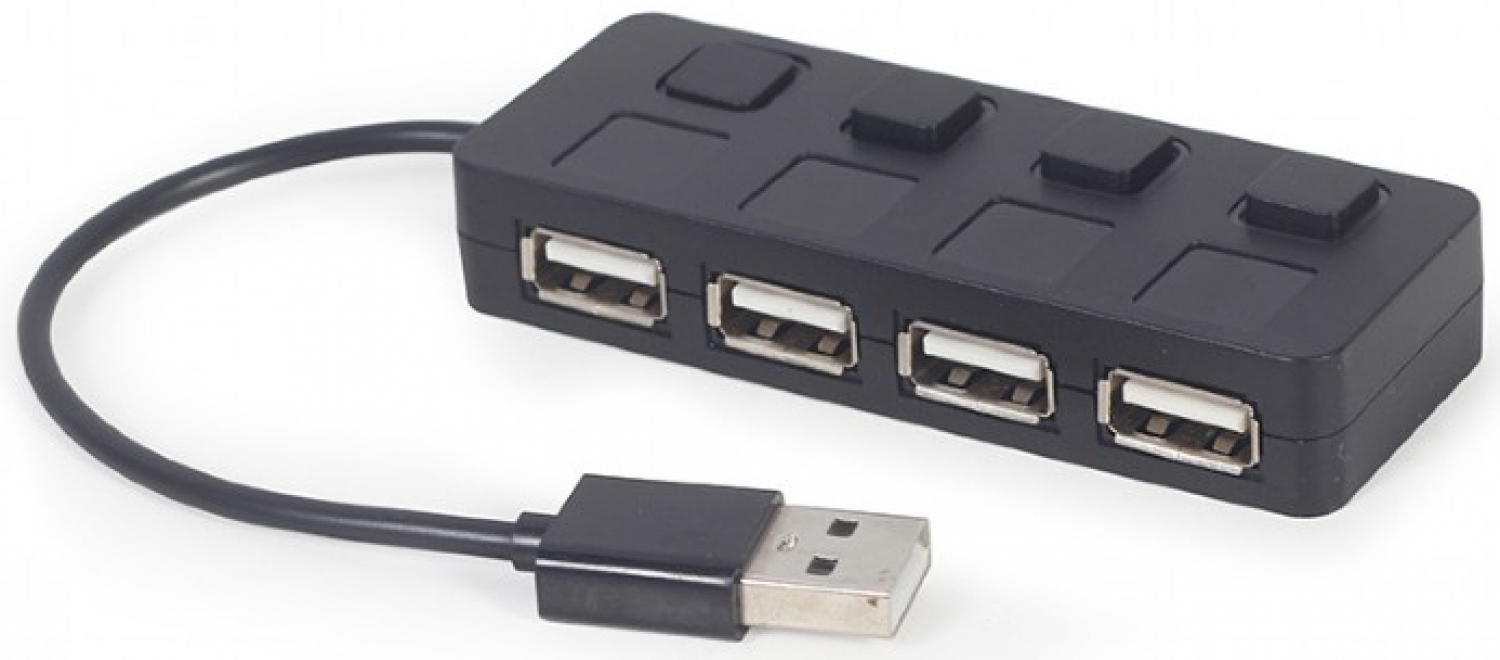 USB Hub Gembird USB 2.0 4-port Hub with Switches Black (UHB-U2P4-05)