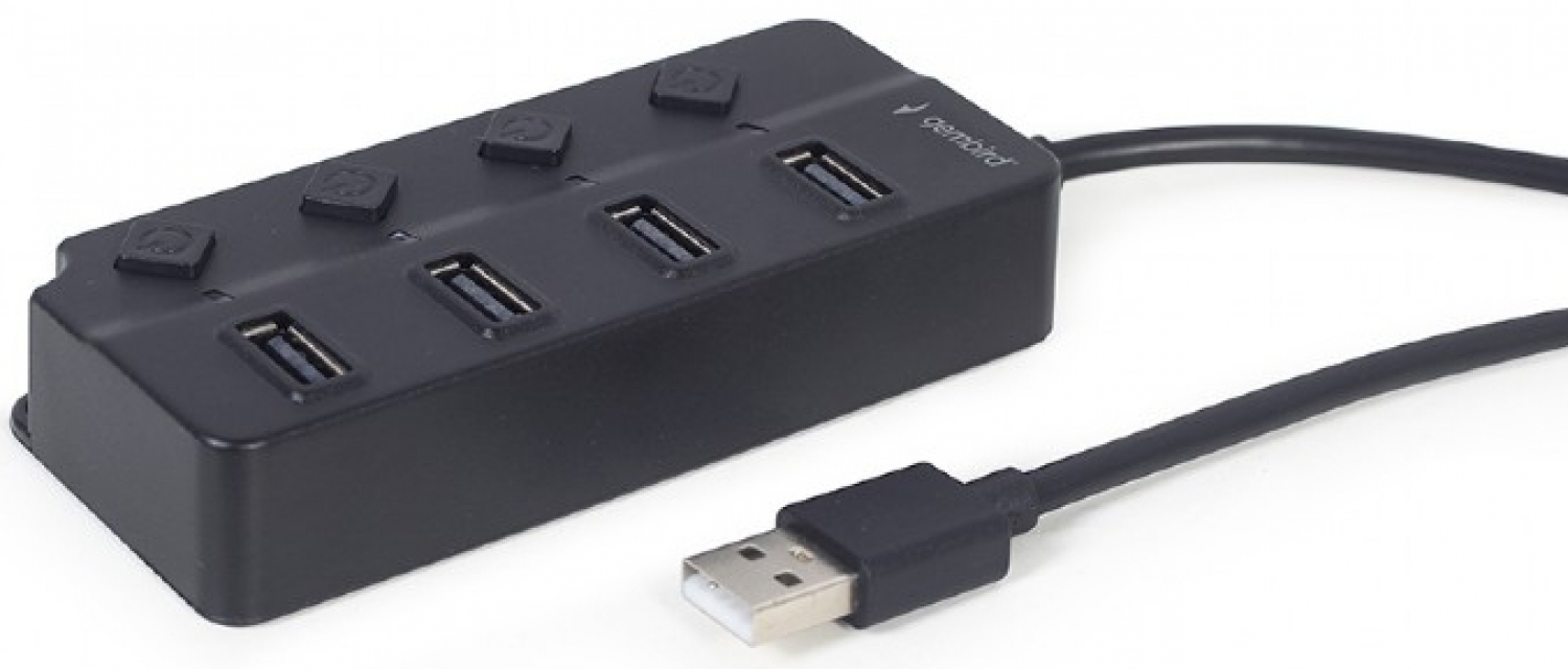 USB Hub Gembird USB 2.0 4-port Hub with Switches Black (UHB-U2P4P-01)