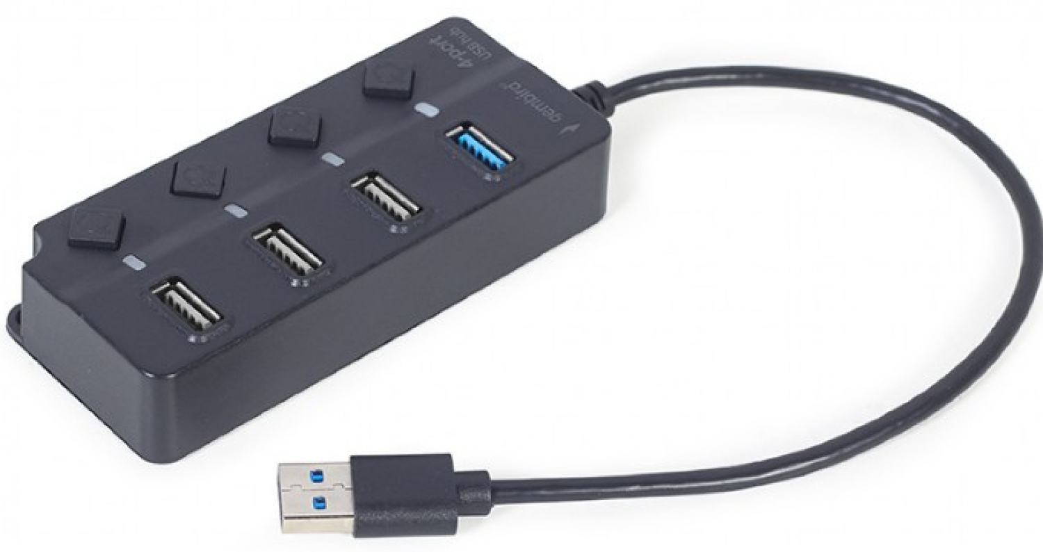 USB Centrmezgls Gembird 4-port USB 3.1 Black (UHB-U3P1U2P3P-01)